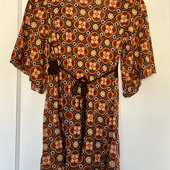 1960s / 1970s Sixties Seventies Vintage Print Shirt Dress Halloween Costume - Picture 3 of 4